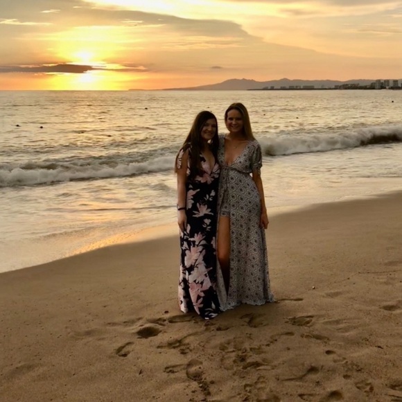 LULUS Blue White Printed Tie Front Maxi Romper Dress Small - Picture 7 of 12